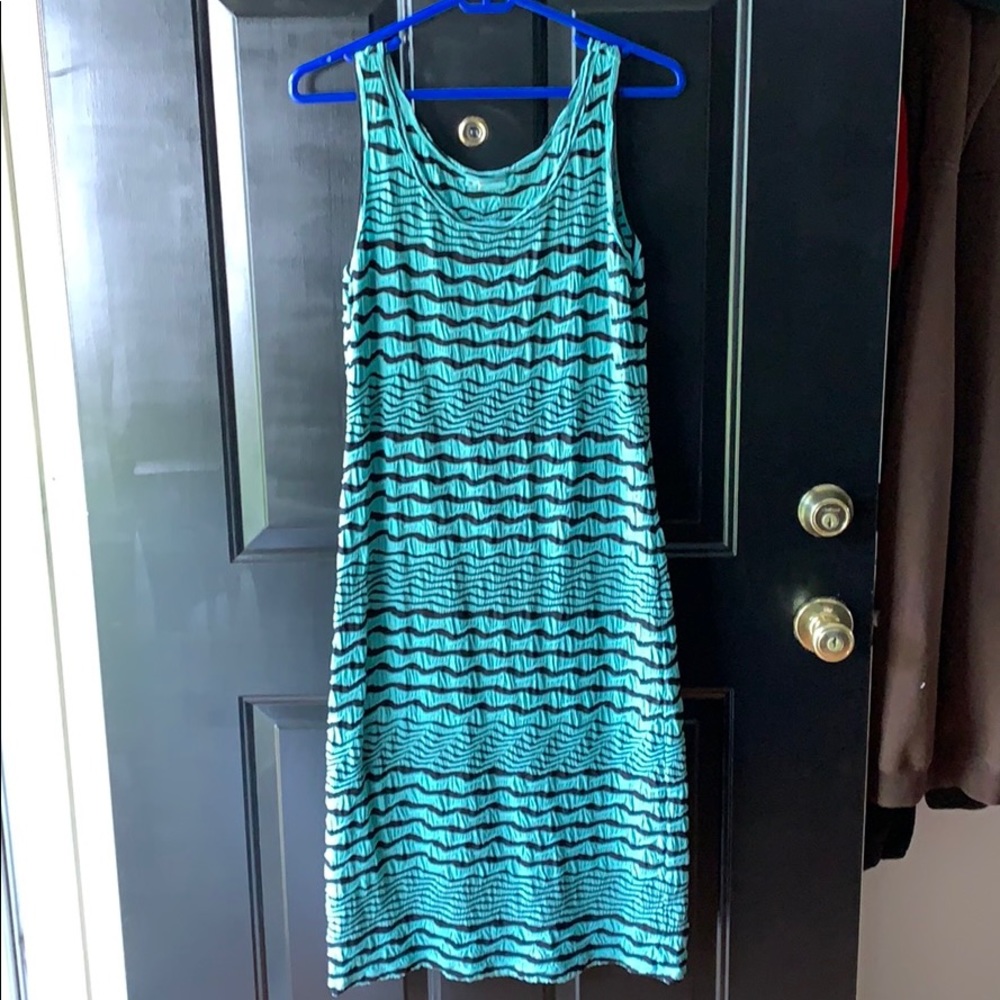 Blacks & teal striped dress
